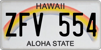 HI license plate ZFV554