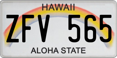 HI license plate ZFV565
