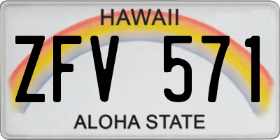 HI license plate ZFV571
