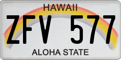 HI license plate ZFV577