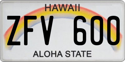 HI license plate ZFV600