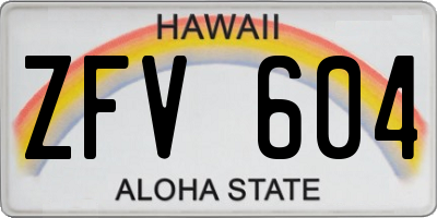 HI license plate ZFV604
