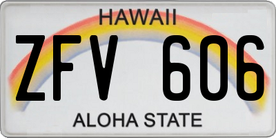 HI license plate ZFV606