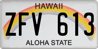 HI license plate ZFV613