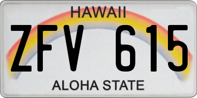 HI license plate ZFV615