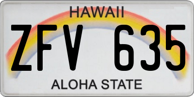 HI license plate ZFV635