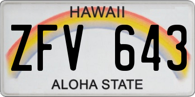 HI license plate ZFV643