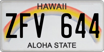 HI license plate ZFV644