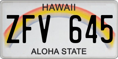 HI license plate ZFV645