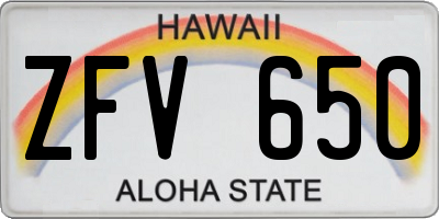 HI license plate ZFV650