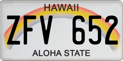 HI license plate ZFV652