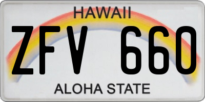 HI license plate ZFV660