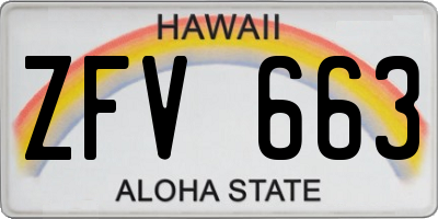 HI license plate ZFV663