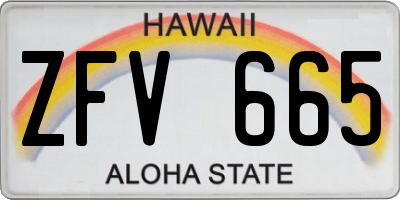 HI license plate ZFV665