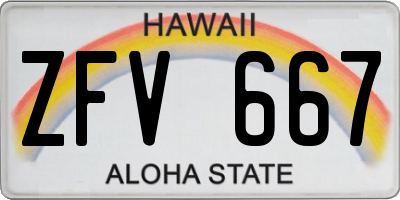 HI license plate ZFV667