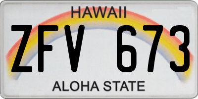 HI license plate ZFV673