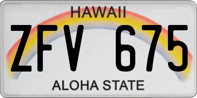 HI license plate ZFV675