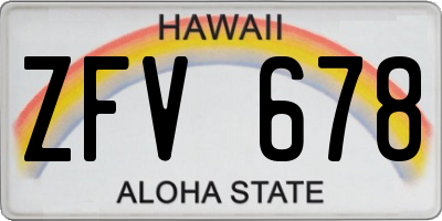 HI license plate ZFV678