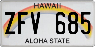HI license plate ZFV685