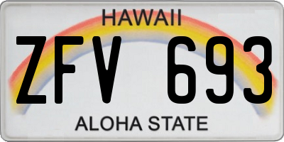 HI license plate ZFV693