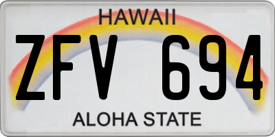 HI license plate ZFV694