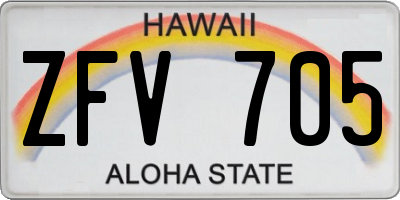 HI license plate ZFV705