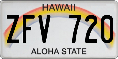 HI license plate ZFV720