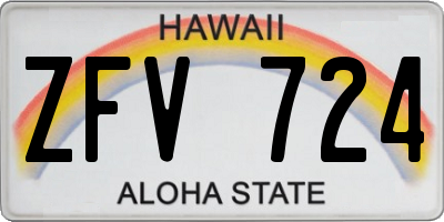 HI license plate ZFV724
