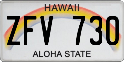 HI license plate ZFV730