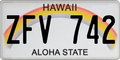 HI license plate ZFV742
