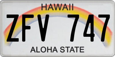 HI license plate ZFV747