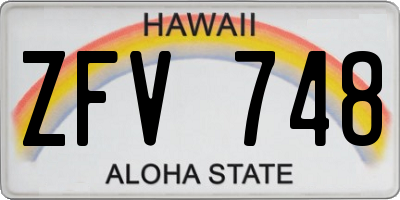 HI license plate ZFV748