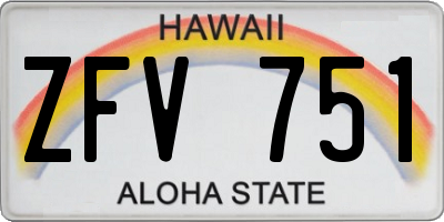 HI license plate ZFV751