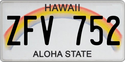 HI license plate ZFV752