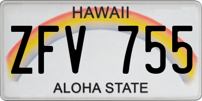 HI license plate ZFV755