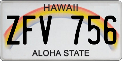 HI license plate ZFV756