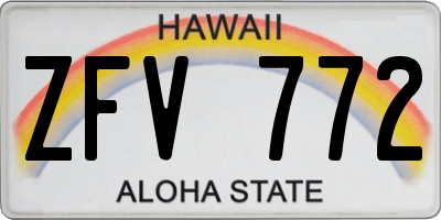 HI license plate ZFV772
