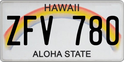 HI license plate ZFV780