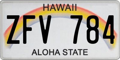 HI license plate ZFV784