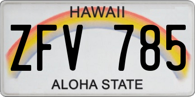 HI license plate ZFV785