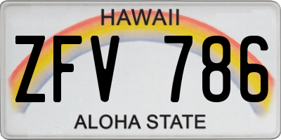 HI license plate ZFV786