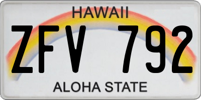 HI license plate ZFV792
