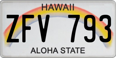 HI license plate ZFV793