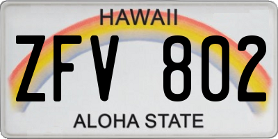 HI license plate ZFV802