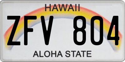 HI license plate ZFV804