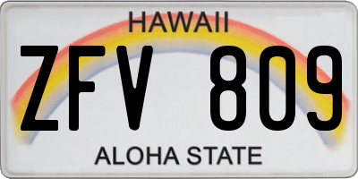 HI license plate ZFV809