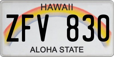 HI license plate ZFV830