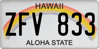 HI license plate ZFV833