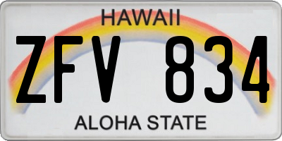 HI license plate ZFV834