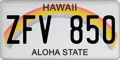 HI license plate ZFV850